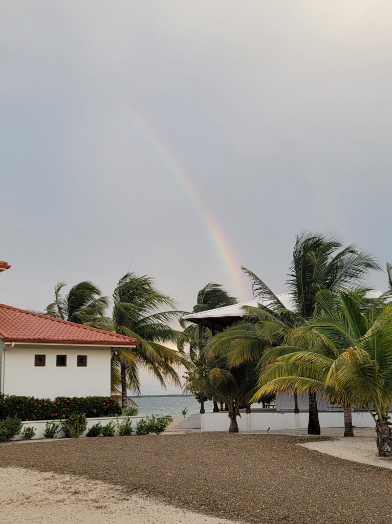 A rainbow over the ocean