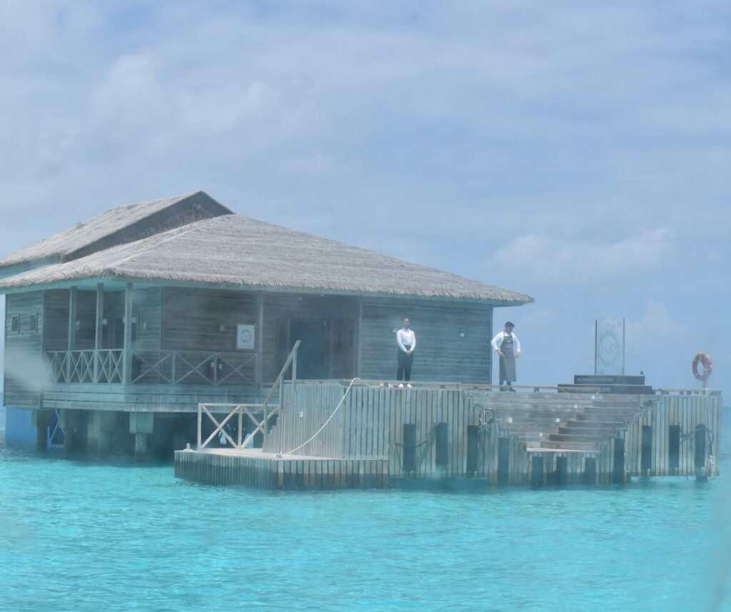 Arriving at the entrance to the underwater restaurant