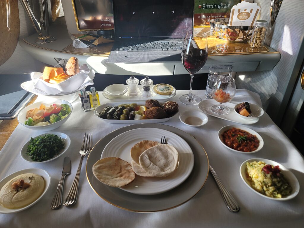 The setting of the table for the Arabic mezze.